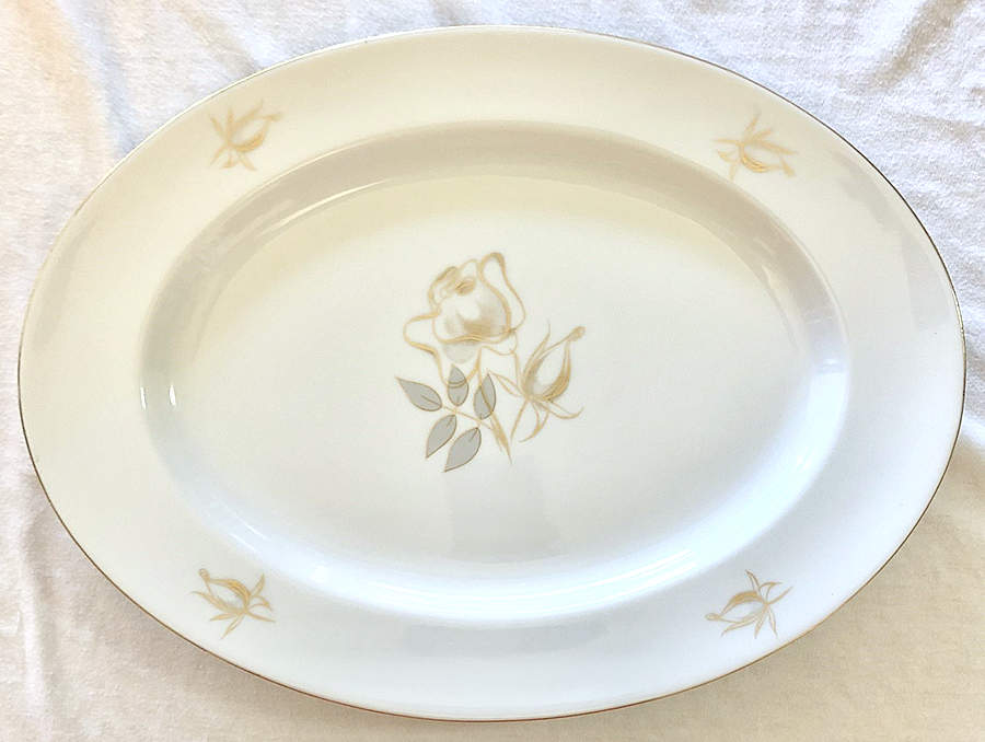 Gold Rose 12" Oval Serving Platter by Johann Haviland-1