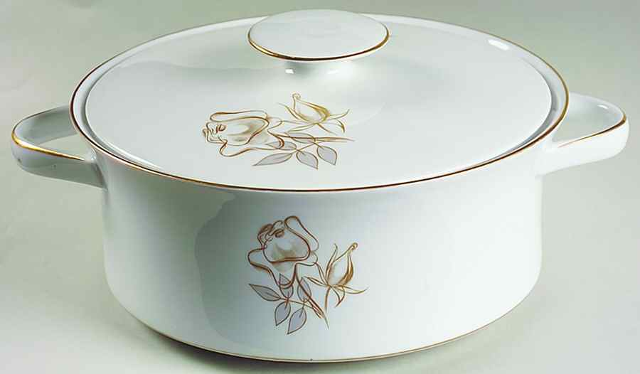 Gold Rose Round Covered Vegetable by Johann Haviland-1