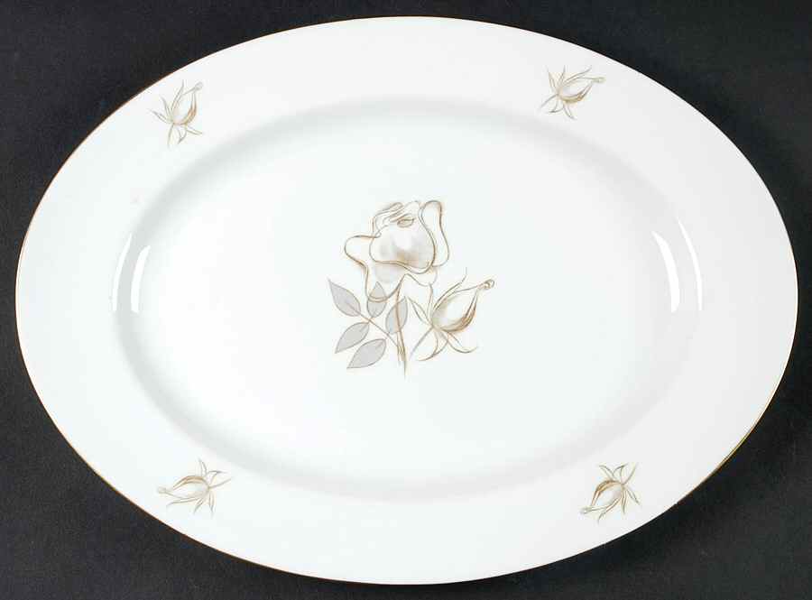 Gold Rose 13" Oval Serving Platter by Johann Haviland-1