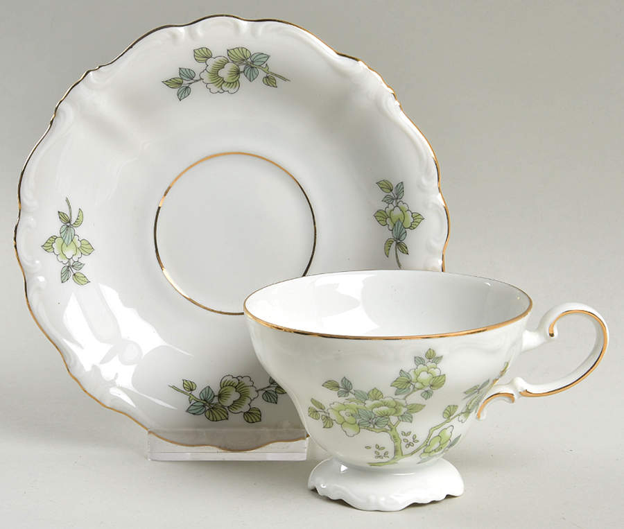 Indian Tree Gold Trim Footed Cup & Saucer Set by Johann Haviland-1
