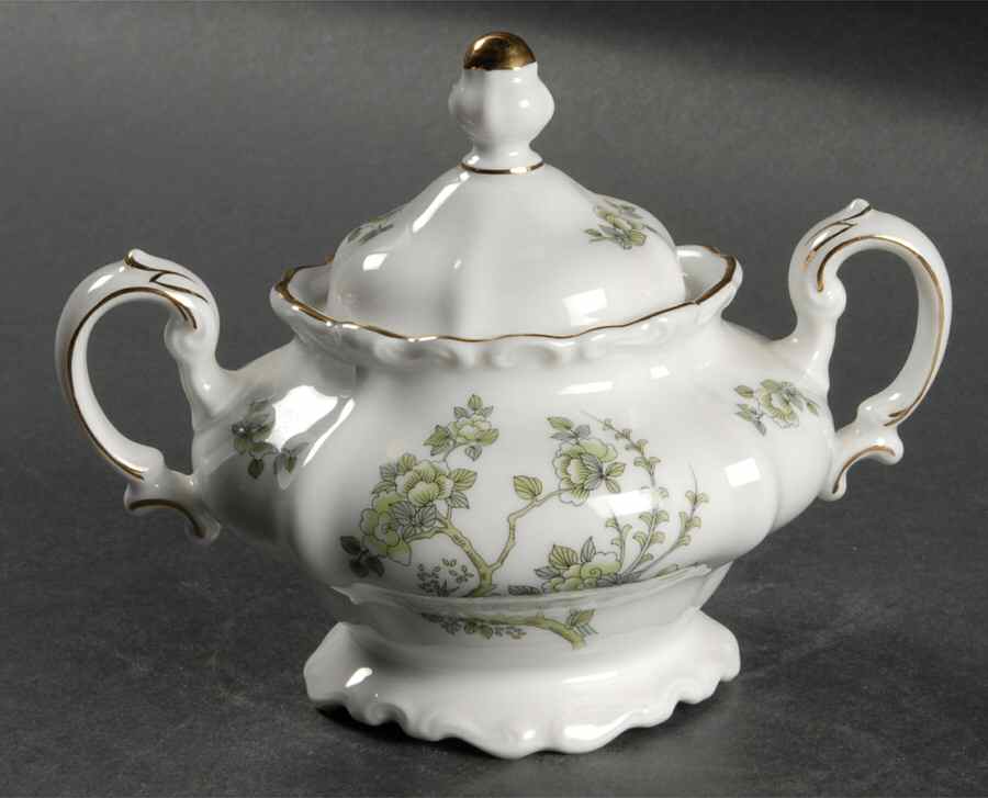 Indian Tree Gold Trim Sugar Bowl & Lid by Johann Haviland-1