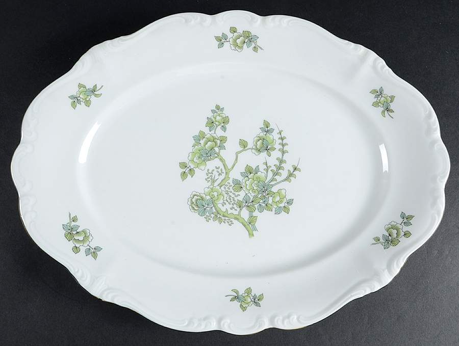 Indian Tree Gold Trim 14" Oval Serving Platter by Johann Haviland-1