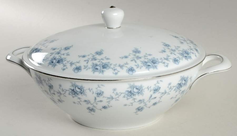 Blue Garland (Coupe, Platinum) Round Covered Vegetable by Johann Haviland-1