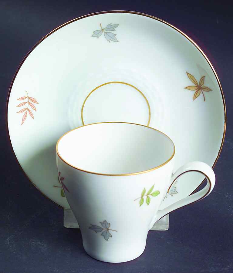Autumn Leaves Flat Demitasse Cup & Saucer Set by Johann Haviland-1