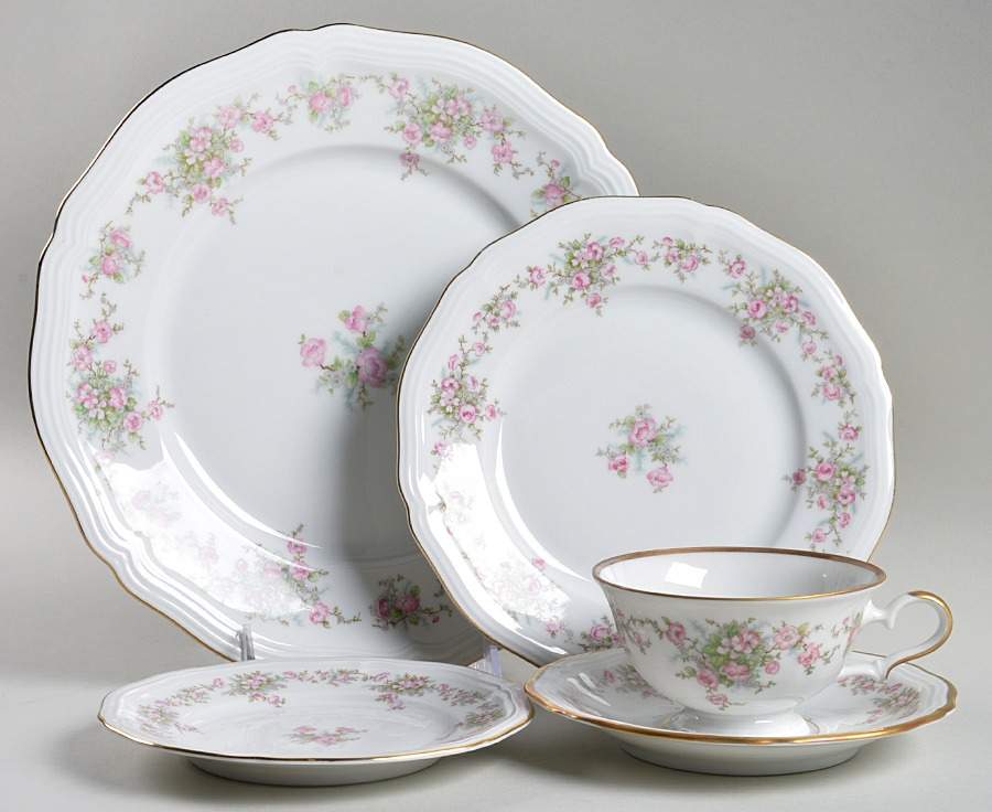Wild Rose (1-16" Gold Trim) 5 Piece Place Setting by Johann Haviland-1