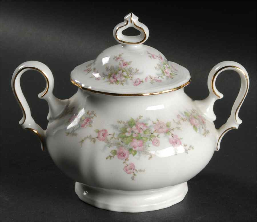 Wild Rose (1-16" Gold Trim) Sugar Bowl & Lid by Johann Haviland-1
