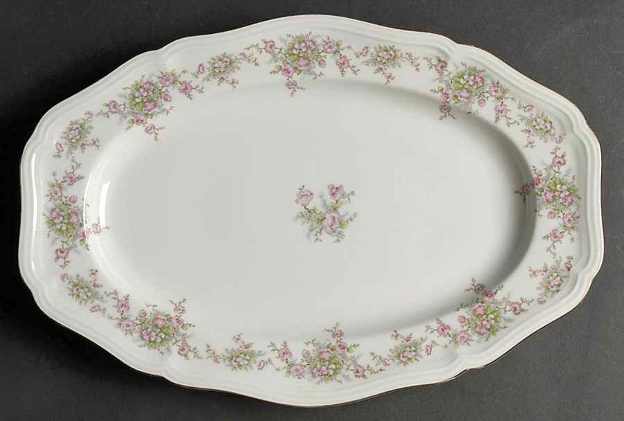 Wild Rose (1-16" Gold Trim) 14" Oval Serving Platter by Johann Haviland-1