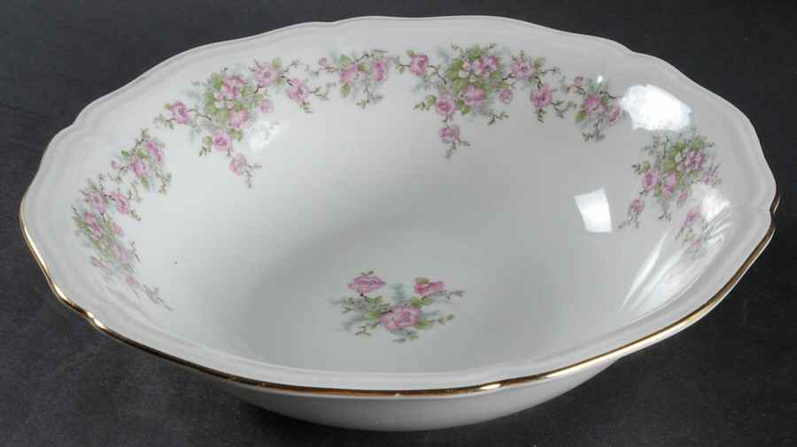 Wild Rose (1-16" Gold Trim) 9" Round Vegetable Bowl by Johann Haviland-1
