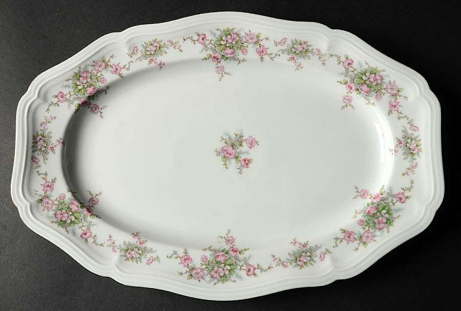 Wild Rose (1-16" Gold Trim) 13" Oval Serving Platter by Johann Haviland-1