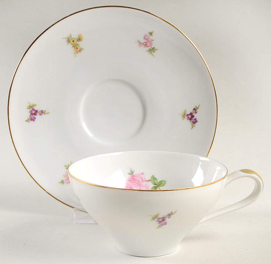 Rose Chintz Flat Cup & Saucer Set by Johann Haviland-1