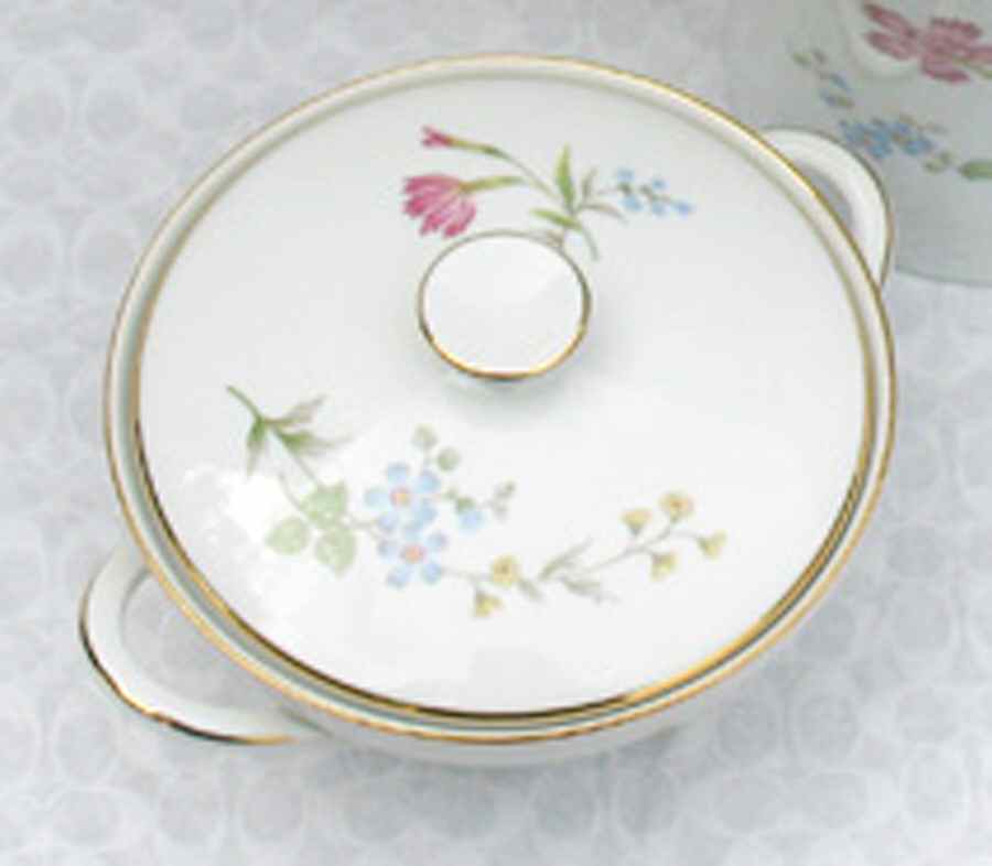 Red Carnation Sugar Bowl & Lid by Johann Haviland-1
