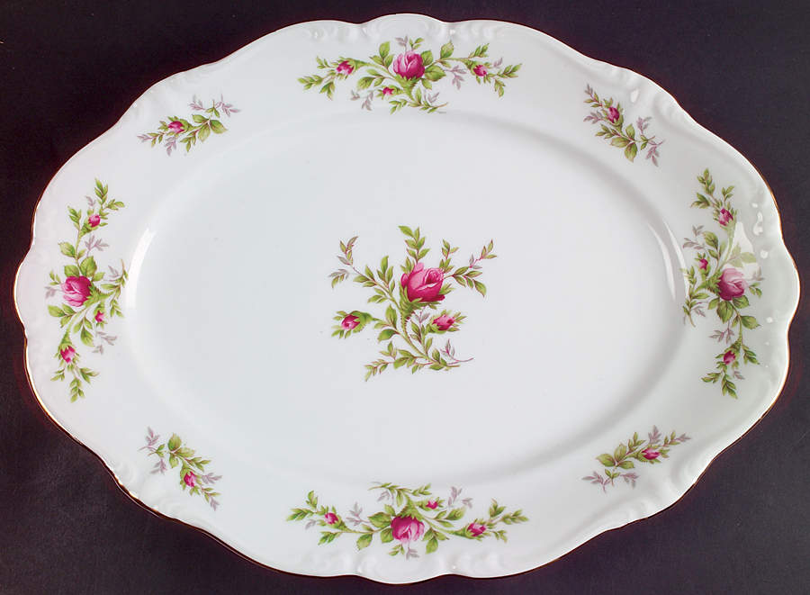 Moss Rose (Bavarian Backstamp) 14" Oval Serving Platter by Johann Haviland-1