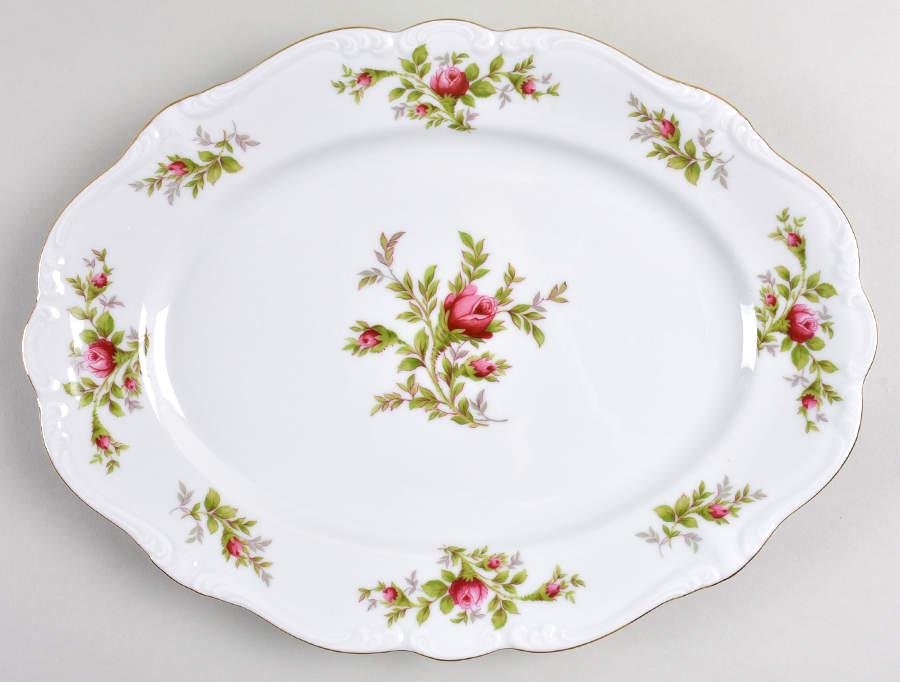 Moss Rose (Bavarian Backstamp) 12" Oval Serving Platter by Johann Haviland-1
