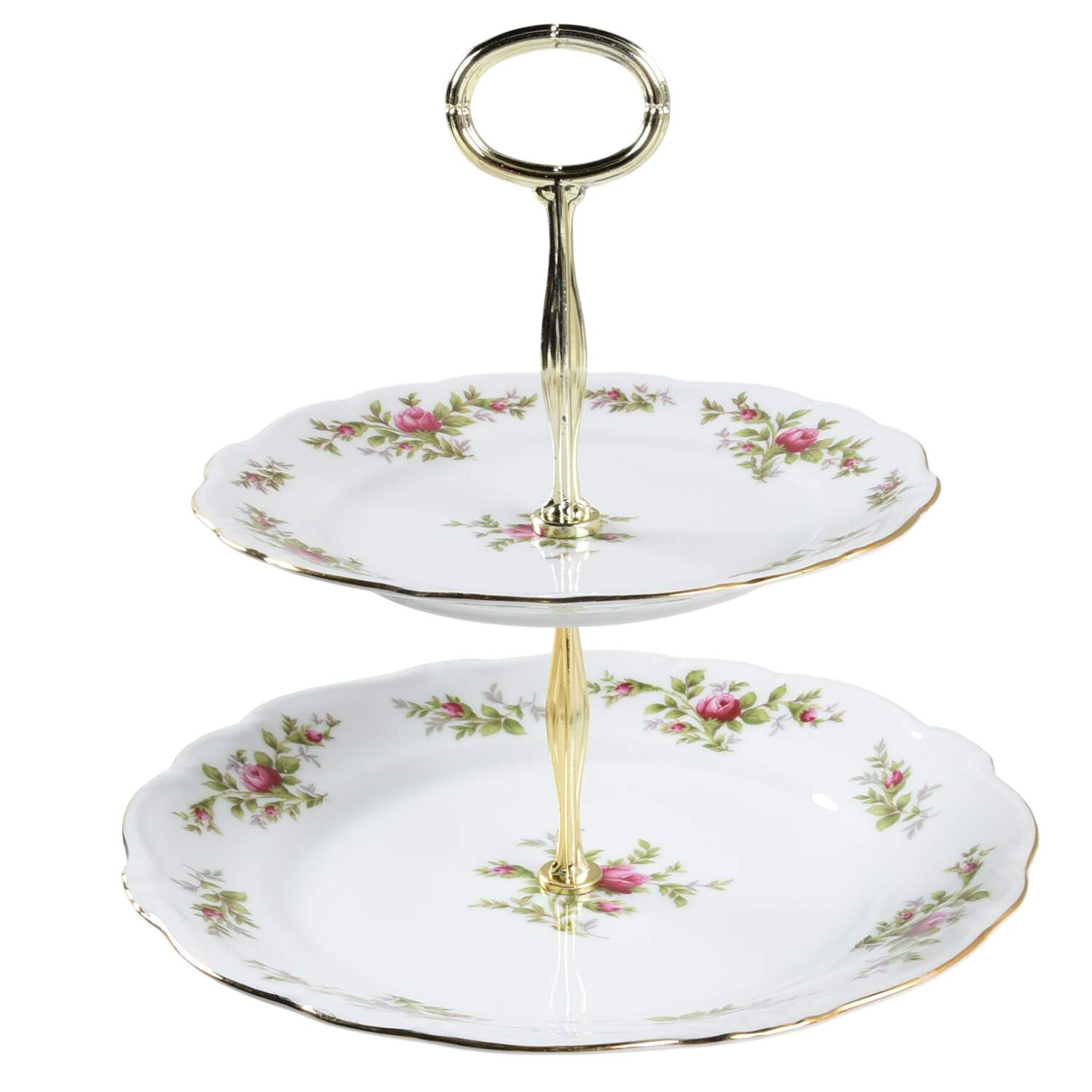 Moss Rose (Bavarian Backstamp) 6 5/8"-10"  2 Tiered Serving Tray (Dp, Sp) HC by Johann Haviland-1