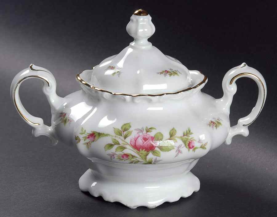 Moss Rose (Bavarian Backstamp) Sugar Bowl & Lid by Johann Haviland-1