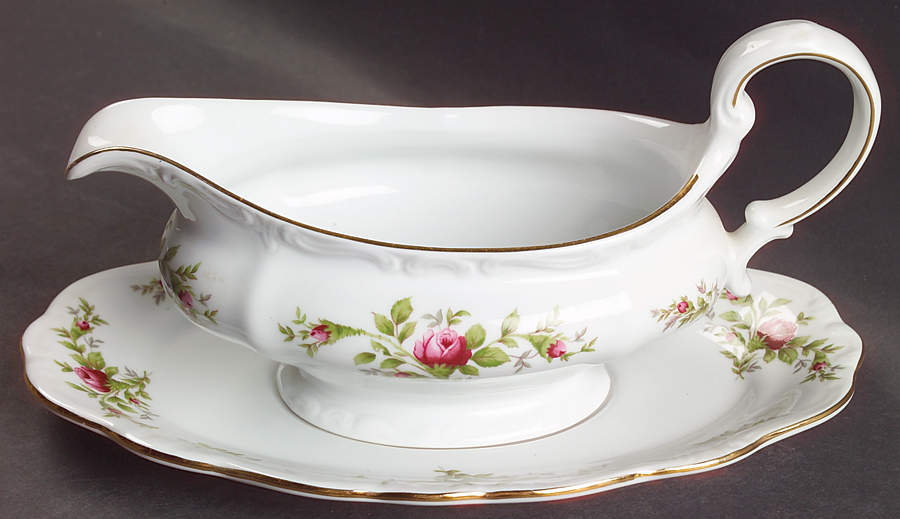 Moss Rose (Thailand Traditions) Gravy Boat & Underplate by Johann Haviland-1