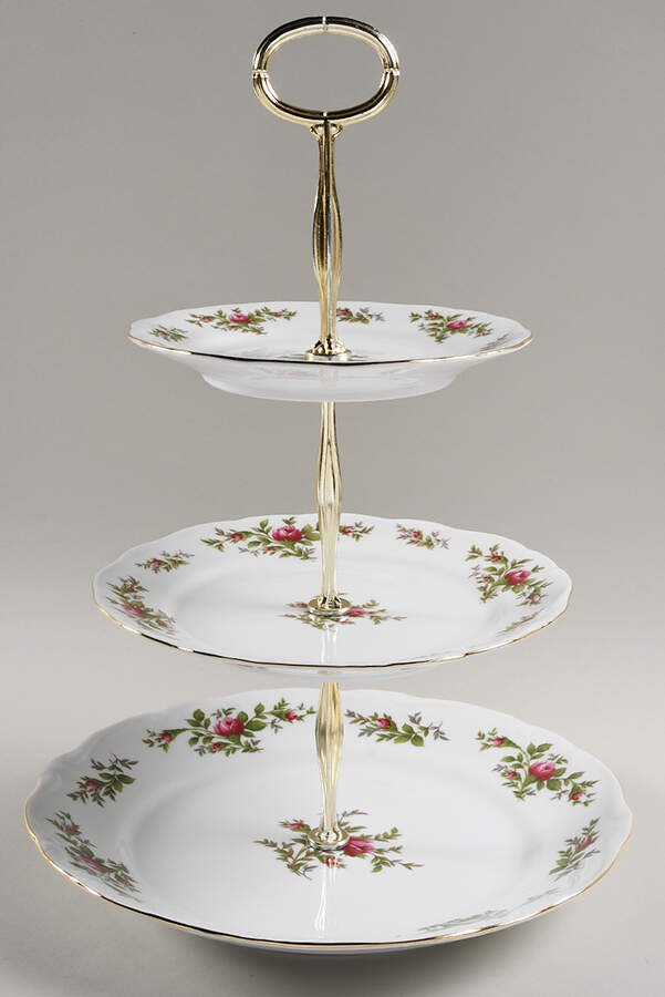Moss Rose (Thailand Traditions) 13 7/8"-14 1/4" 3-Tiered Serving Tray(DP,SP,BB) HC by Johann Haviland-1