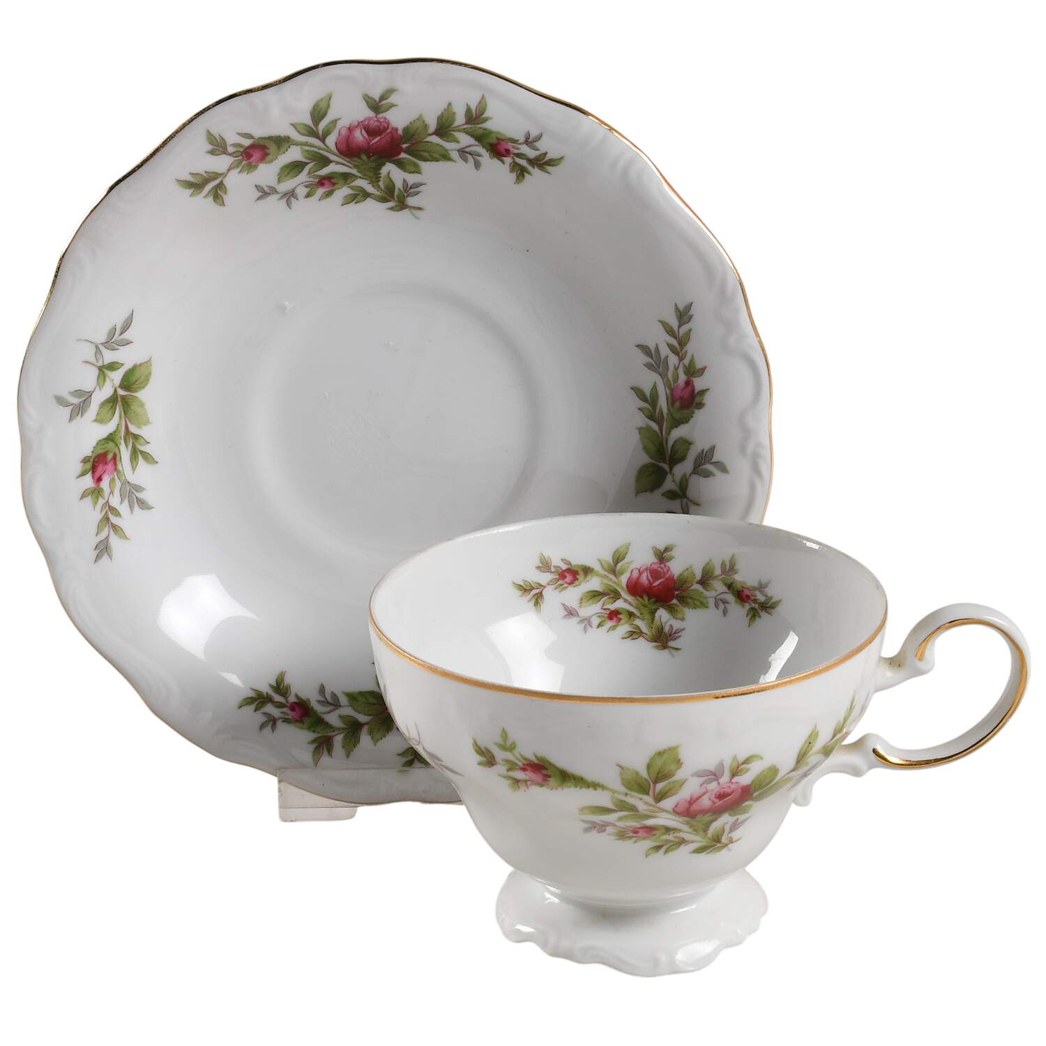 Moss Rose (Thailand Traditions) Footed Cup & Saucer Set by Johann Haviland-1