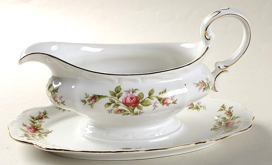 Moss Rose (Thailand Traditions) Gravy Boat with Attached Underplate by Johann Haviland-1