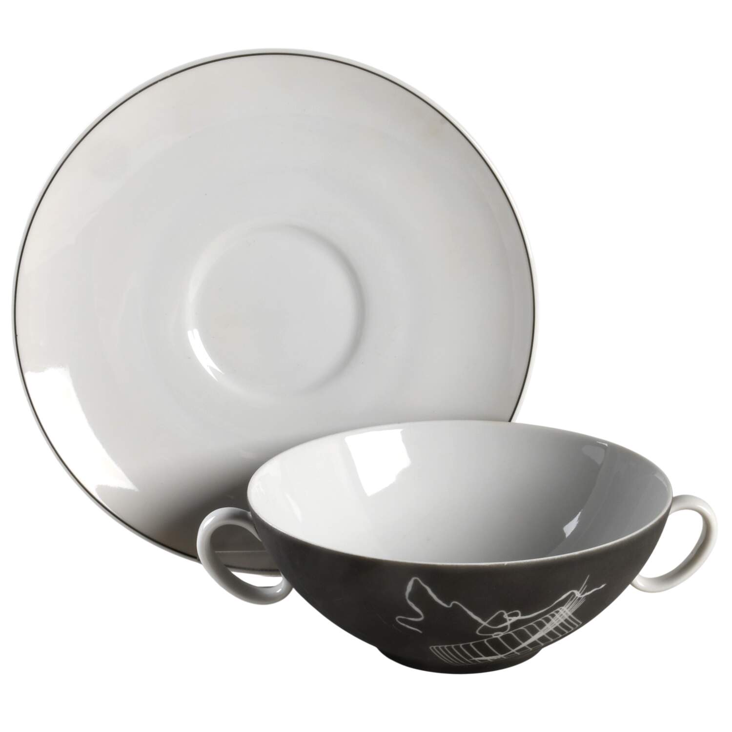 Papageno Flat Cream Soup Bowl & Saucer Set by Johann Haviland-1