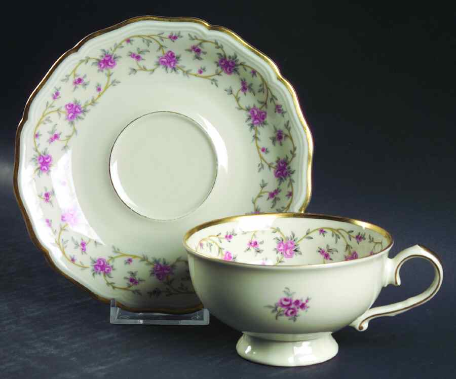 Rose Chintz Footed Cup & Saucer Set by Johann Haviland-1