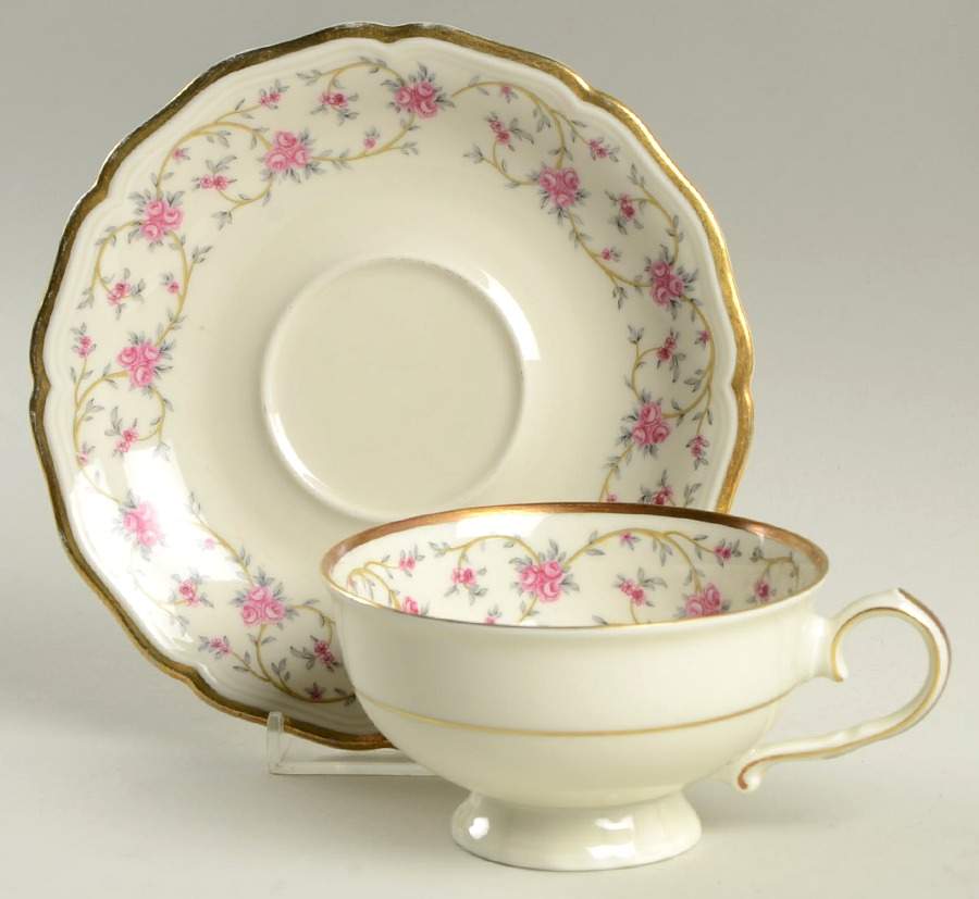 Rose Chintz Footed Cup & Saucer Set by Johann Haviland-1