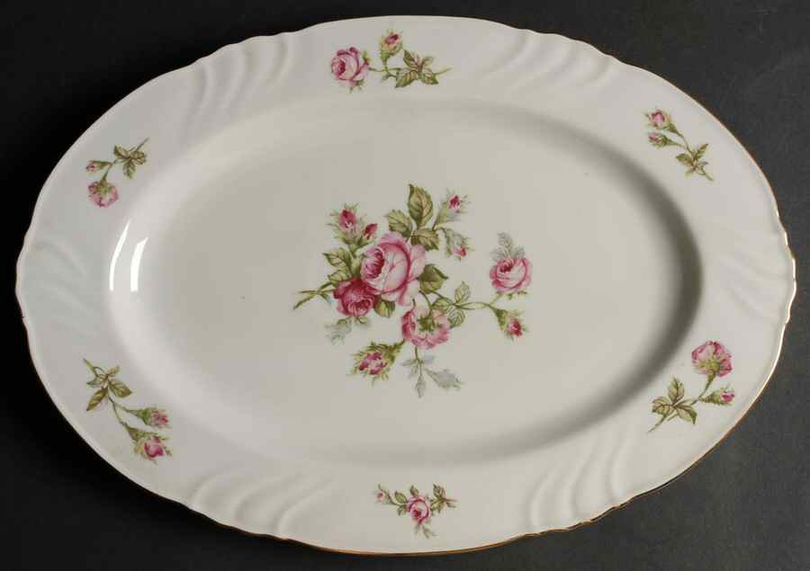 Rose of Picardy White 15" Oval Serving Platter by Johann Haviland-1