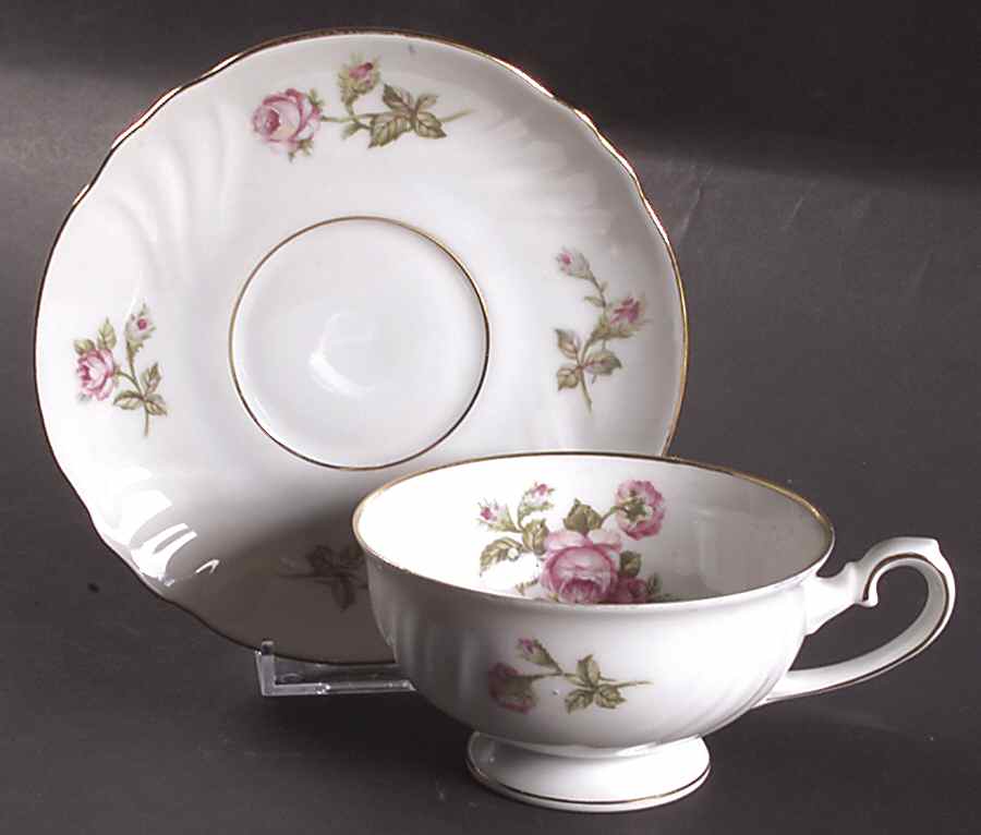 Rose of Picardy White Footed Cup & Saucer Set by Johann Haviland-1