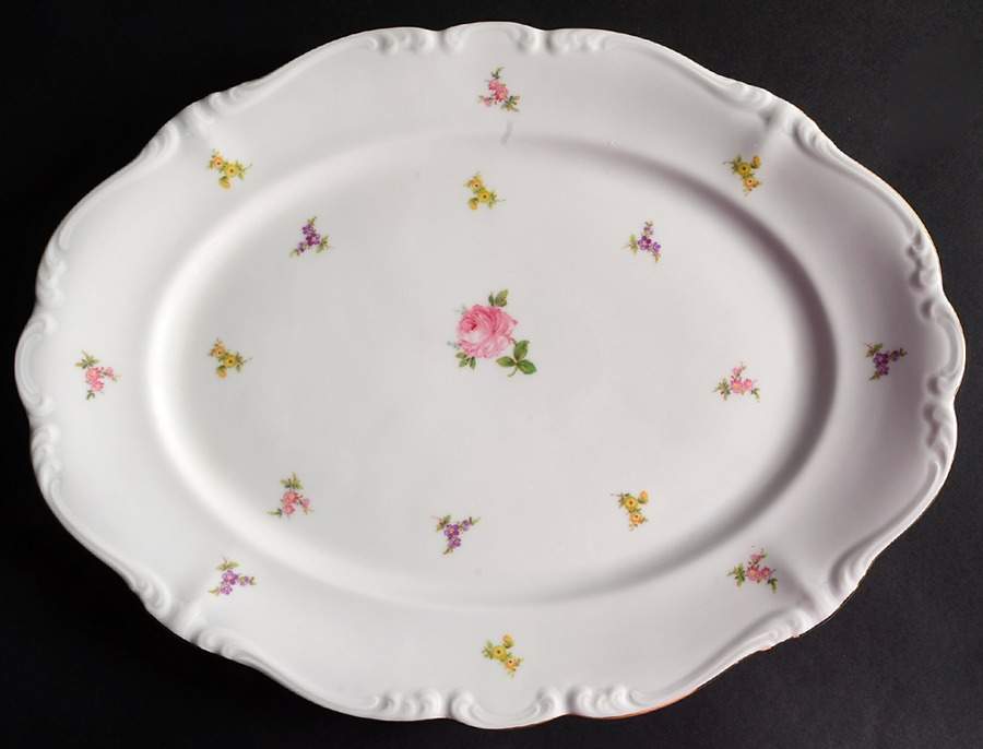Rosebud 15" Oval Serving Platter by Johann Haviland-1