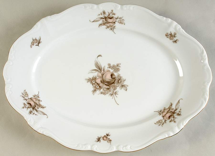 Sepia Rose 15" Oval Serving Platter by Johann Haviland-1