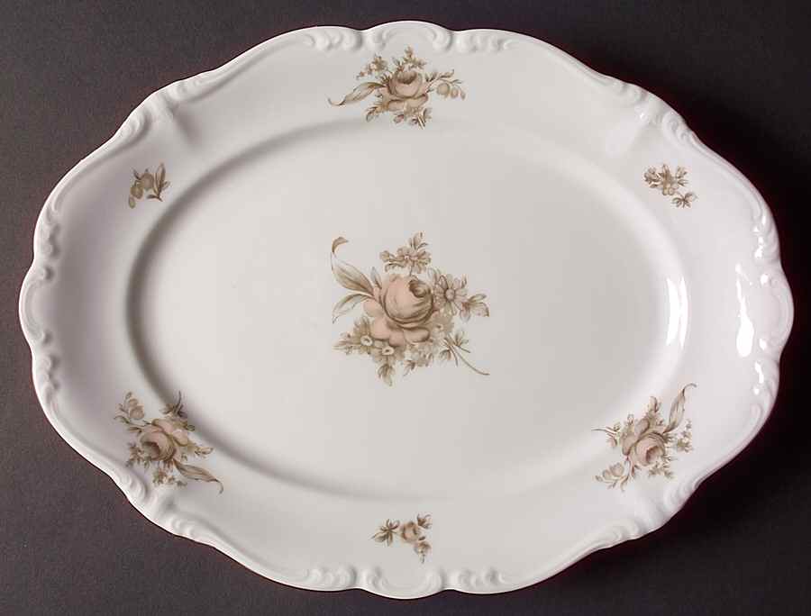 Sepia Rose 14" Oval Serving Platter by Johann Haviland-1