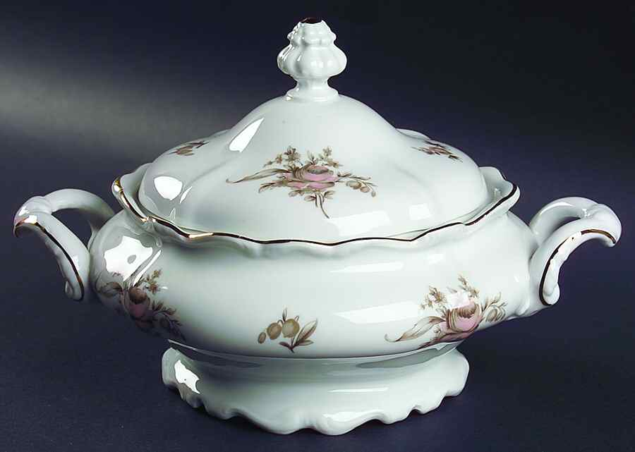 Sepia Rose Round Covered Vegetable by Johann Haviland-1