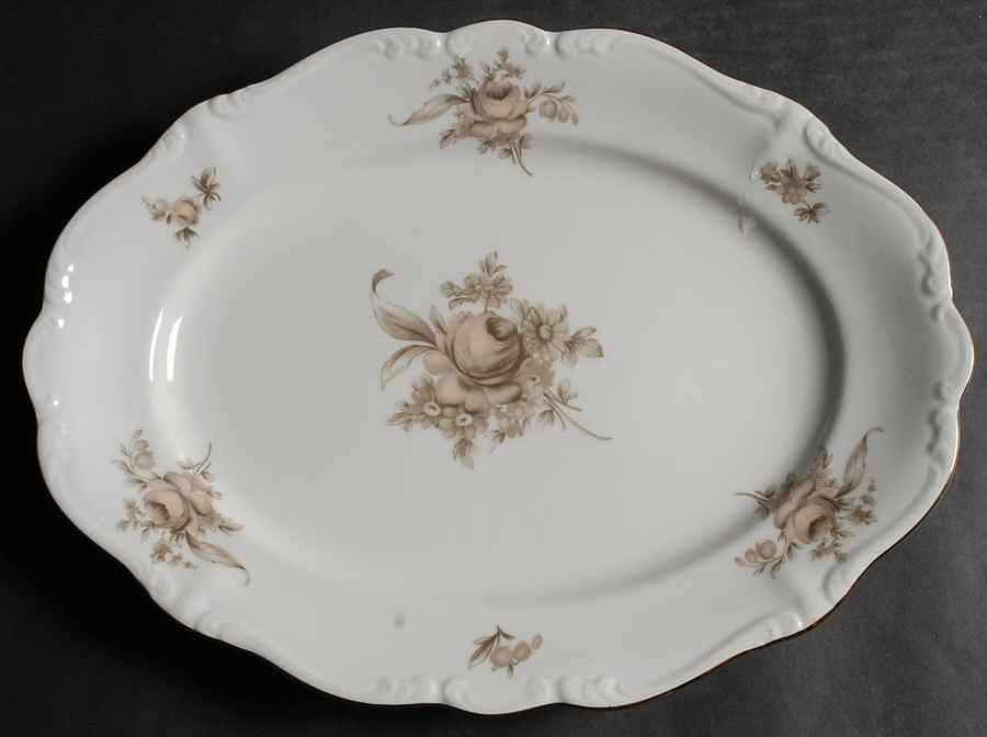 Sepia Rose 12" Oval Serving Platter by Johann Haviland-1