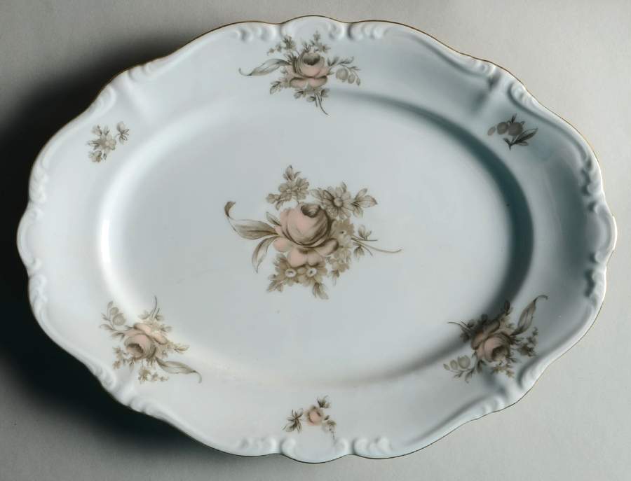 Sepia Rose 13" Oval Serving Platter by Johann Haviland-1