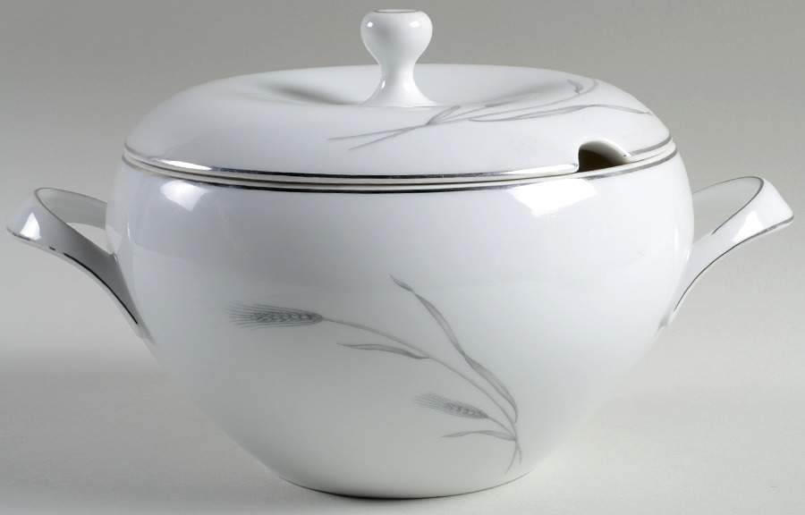 Silver Wheat Round Covered Vegetable by Johann Haviland-1