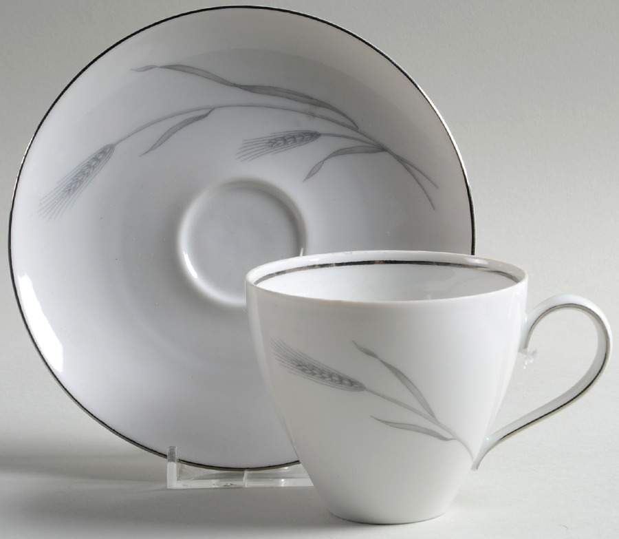 Silver Wheat Flat Cup & Saucer Set by Johann Haviland-1