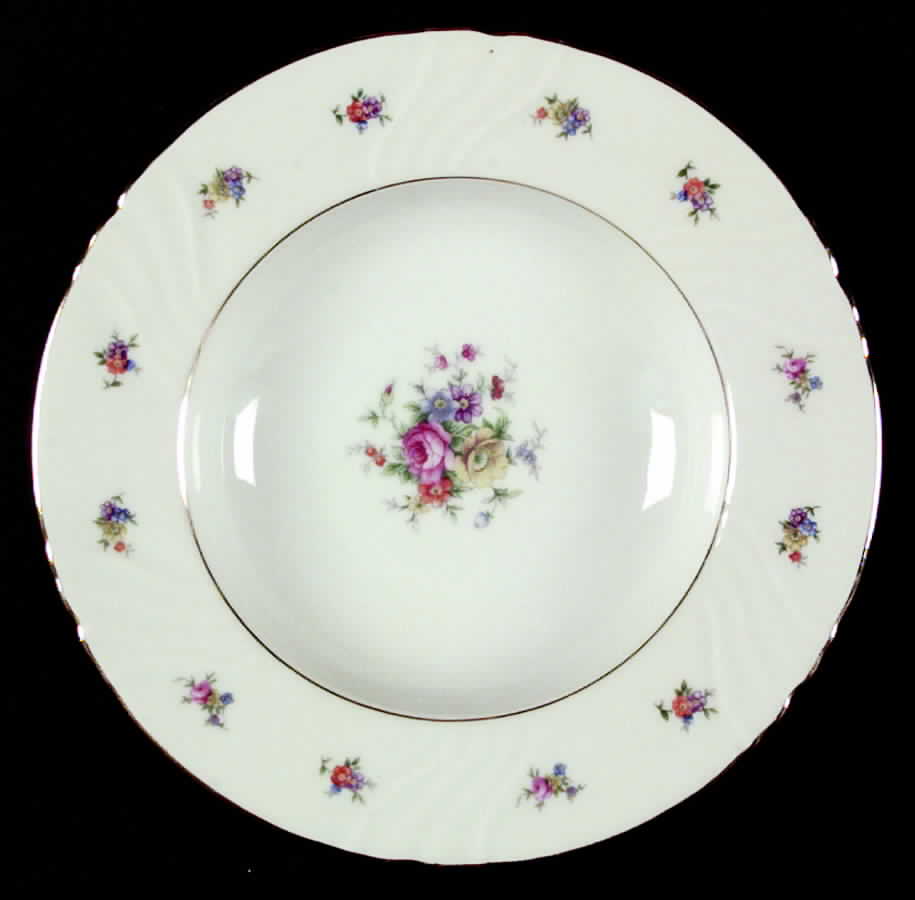 Summerflowers (Gold Verge) Rim Soup Bowl by Johann Haviland-1