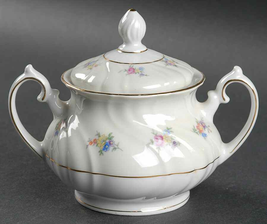 Summerflowers (Gold Verge) Sugar Bowl & Lid by Johann Haviland-1