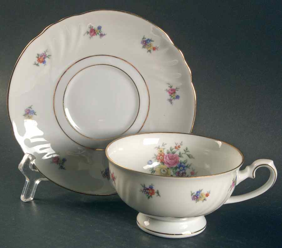 Summerflowers (Gold Verge) Footed Cup & Saucer Set by Johann Haviland-1