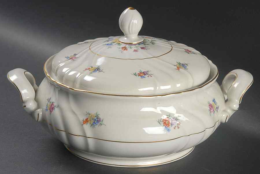 Summerflowers (Gold Verge) Round Covered Vegetable by Johann Haviland-1