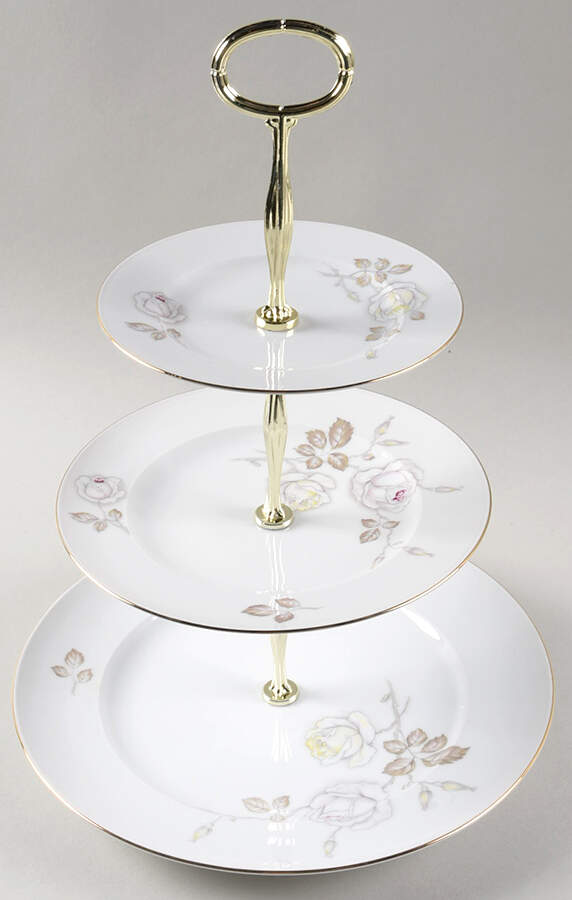 Sweetheart Rose 13 7/8"-14 1/4" 3-Tiered Serving Tray(DP,SP,BB) HC by Johann Haviland-1