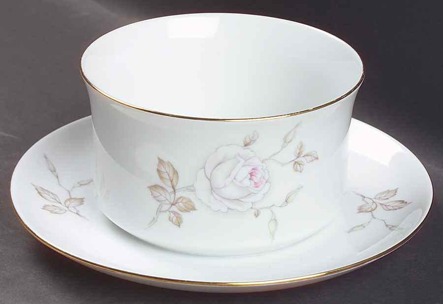 Sweetheart Rose Round Gravy Boat/Attached Underplate by Johann Haviland-1