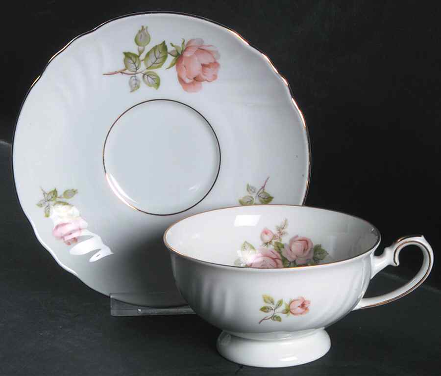 Tearose Footed Cup & Saucer Set by Johann Haviland-1