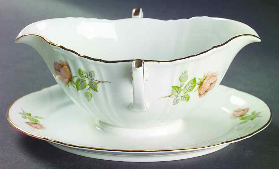 Tearose Gravy Boat with Attached Underplate by Johann Haviland-1