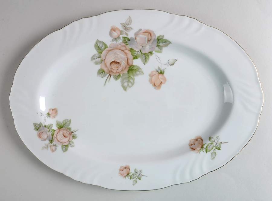 Tearose 14" Oval Serving Platter by Johann Haviland-1