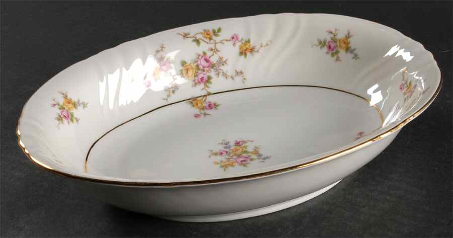 Thornrose Cream 10" Oval Vegetable Bowl by Johann Haviland-1