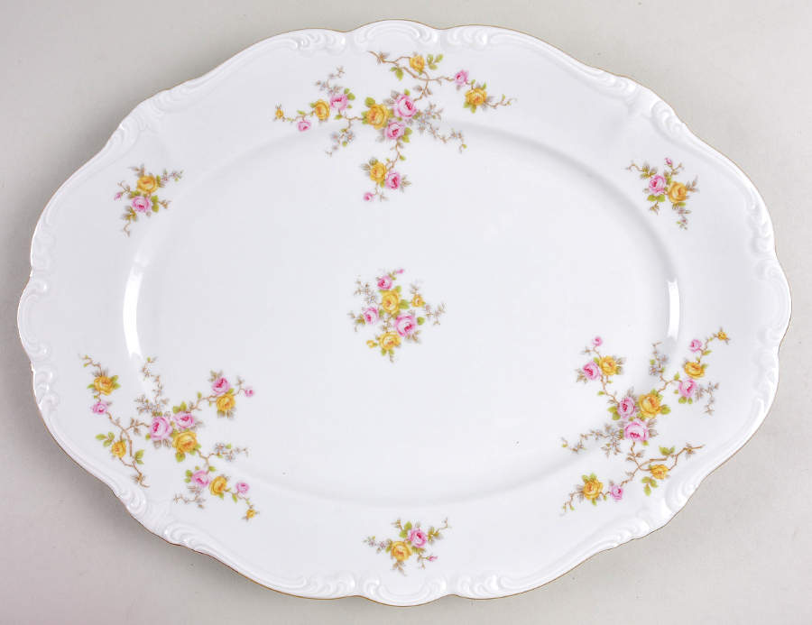 Thornrose (White, No Verge) 14" Oval Serving Platter by Johann Haviland-1