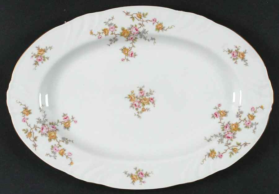 Thornrose (White, No Verge) 12" Oval Serving Platter by Johann Haviland-1