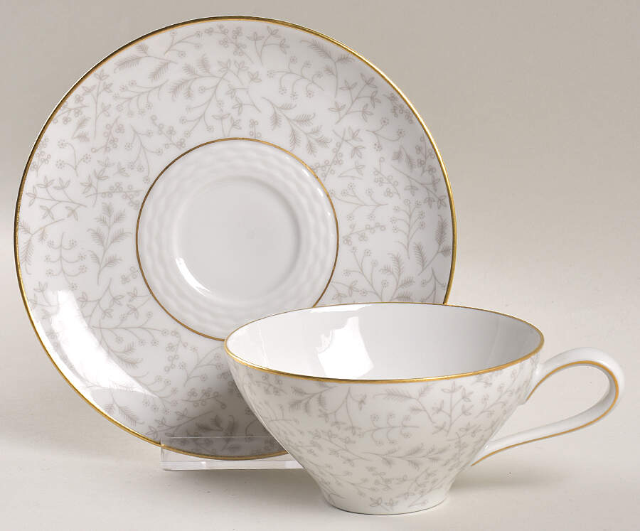 Gray Fern Flat Cup & Saucer Set by Johann Haviland-1