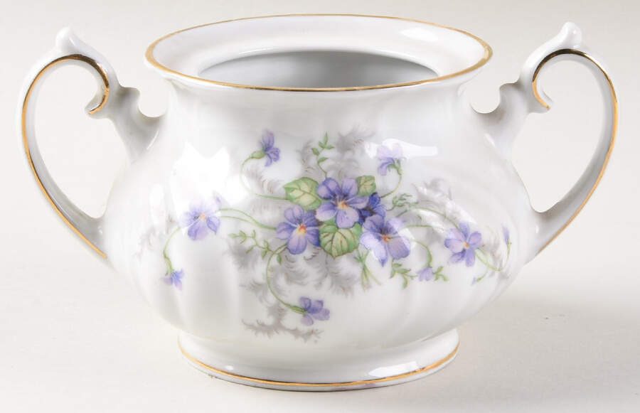 Violets (Older, No Gold Inner Range) Sugar Bowl No Lid by Johann Haviland-1